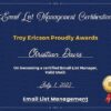 Troy Ericson – Email List Management Certification