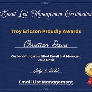 Troy Ericson – Email List Management Certification